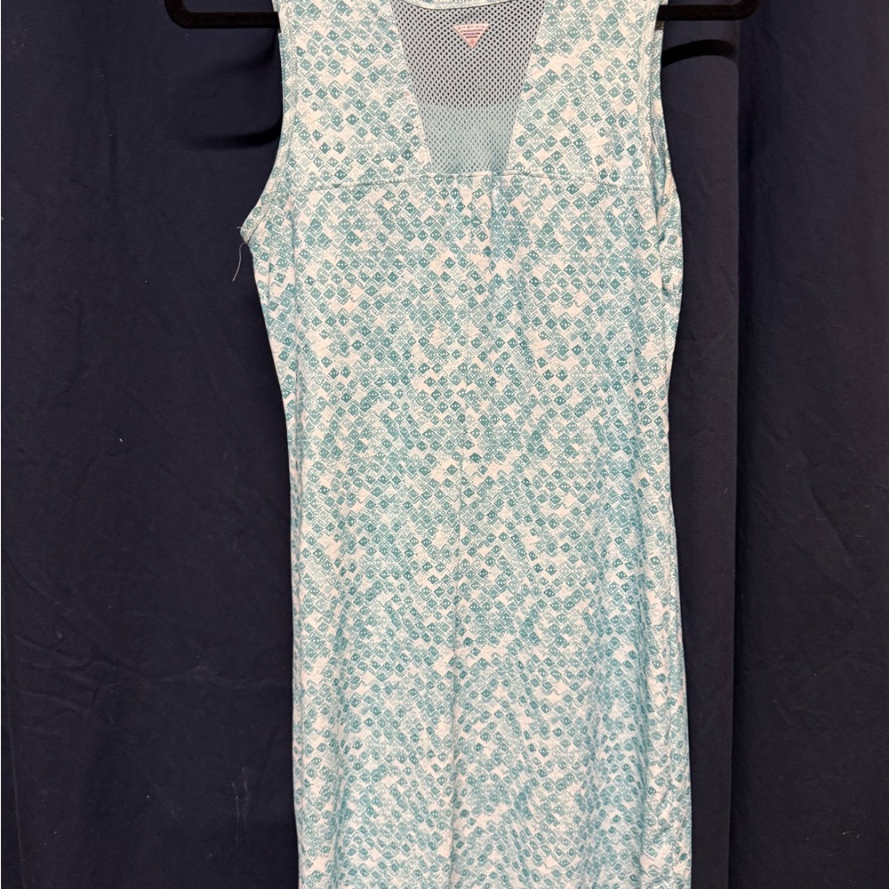 Columbia Teal and White Geometric Midi Dress